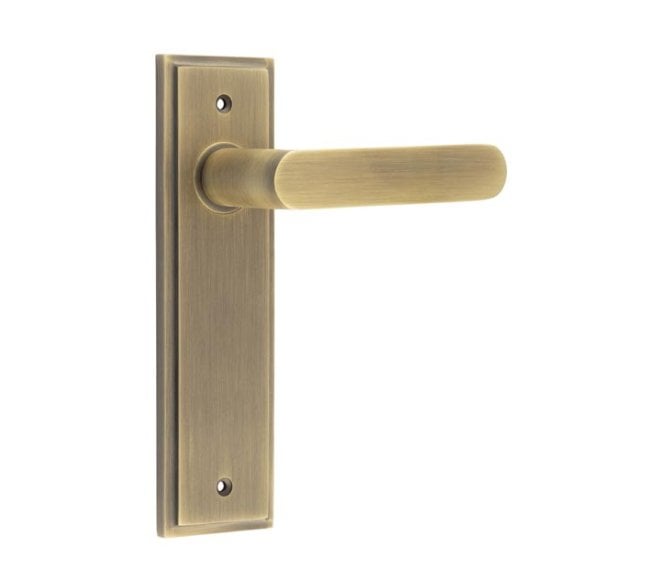 Burlington Kensington Door Handles On Backplate - Antique Brass
