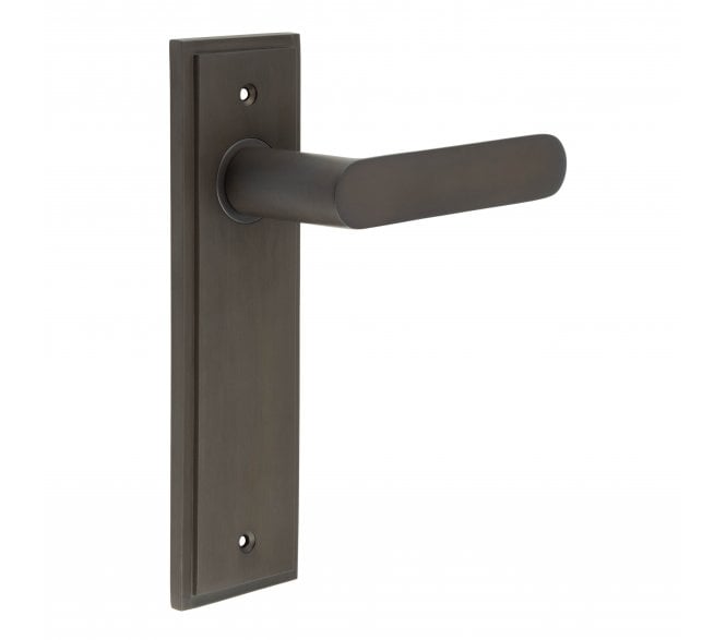 Burlington Kensington Door Handles On Backplate - Dark Bronze