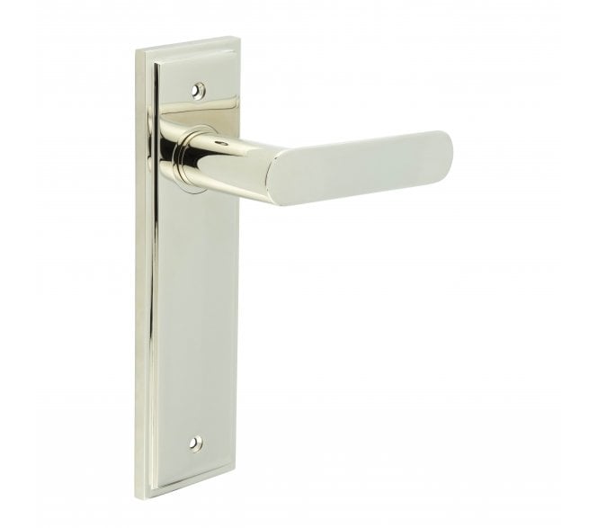 Burlington Kensington Door Handles On Backplate - Polished Nickel