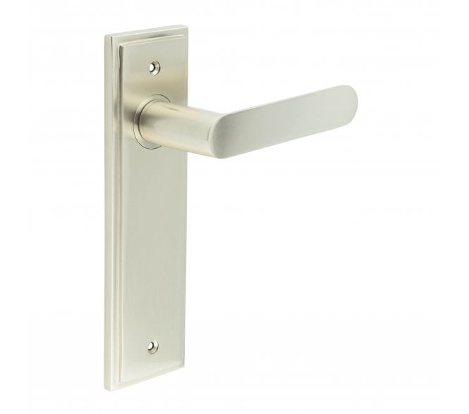 Burlington Kensington Door Handles On Backplate - Satin Nickel