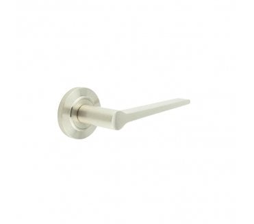 Burlington Knightsbridge Door Handle On Stepped Rose - Satin Nickel