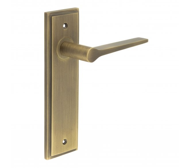 Burlington Knightsbridge Door Handles On Backplate - Antique Brass