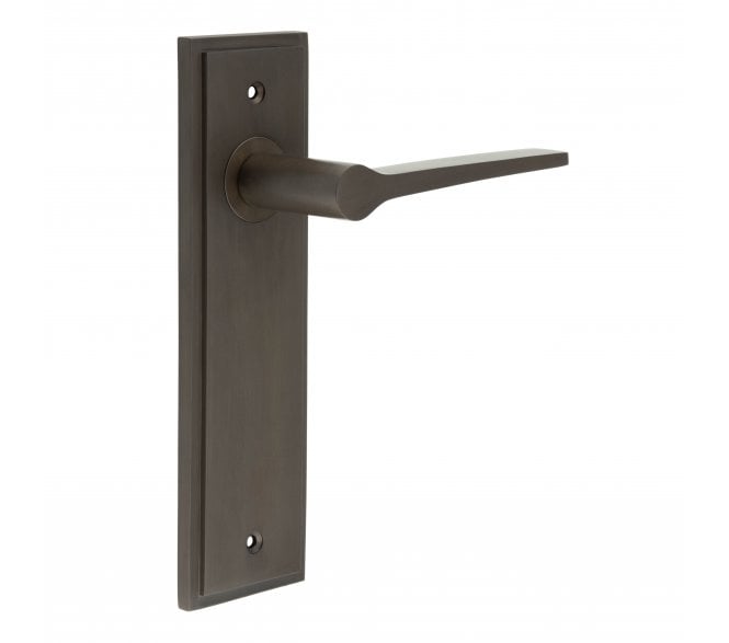 Burlington Knightsbridge Door Handles On Backplate - Dark Bronze