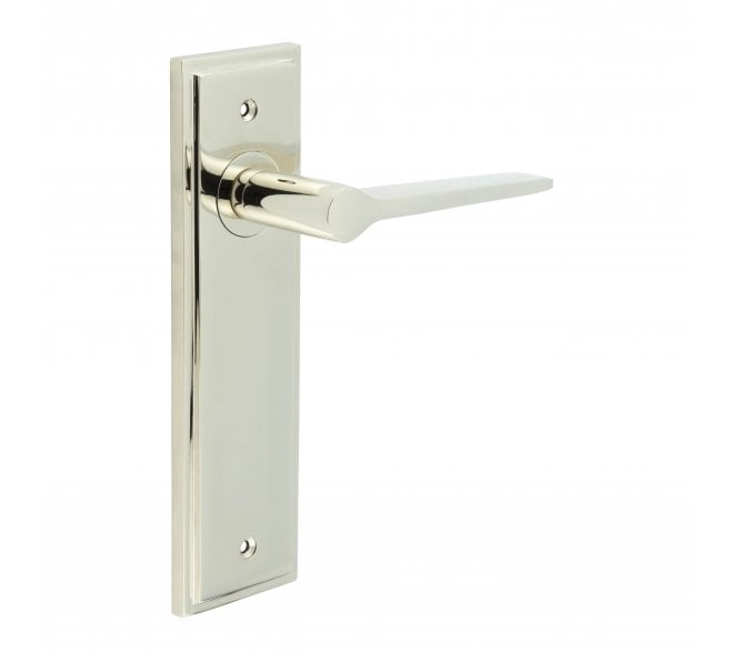 Burlington Knightsbridge Door Handles On Backplate - Polished Nickel