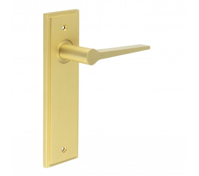 Burlington Knightsbridge Door Handles On Backplate - Satin Brass