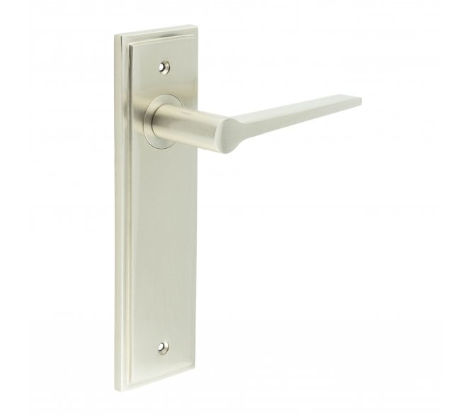 Burlington Knightsbridge Door Handles On Backplate - Satin Nickel