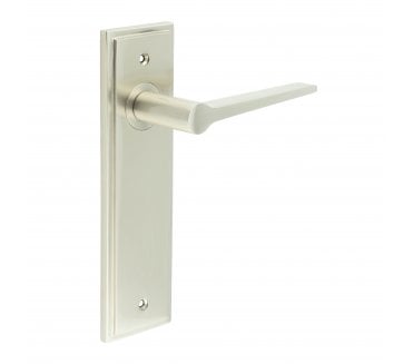 Burlington Knightsbridge Door Handles On Backplate - Satin Nickel