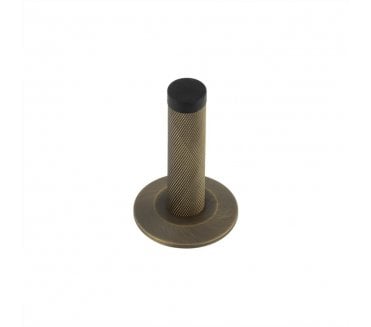 Burlington Knurled Wall Mounted Door Stop On Chamfered Rose - Antique Brass