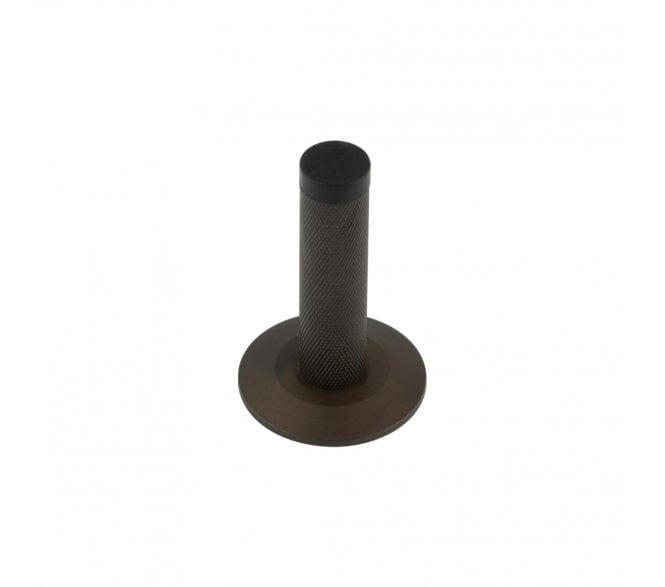 Burlington Knurled Wall Mounted Door Stop On Chamfered Rose - Dark Bronze