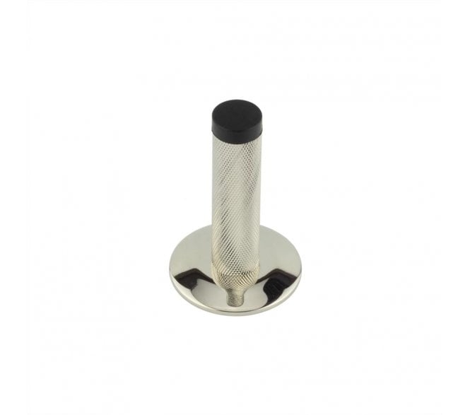 Burlington Knurled Wall Mounted Door Stop On Chamfered Rose - Polished Nickel