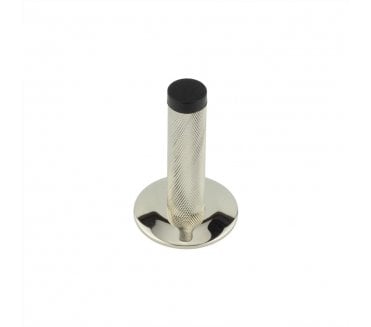 Burlington Knurled Wall Mounted Door Stop On Chamfered Rose - Polished Nickel