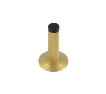 Burlington Knurled Wall Mounted Door Stop On Chamfered Rose - Satin Brass