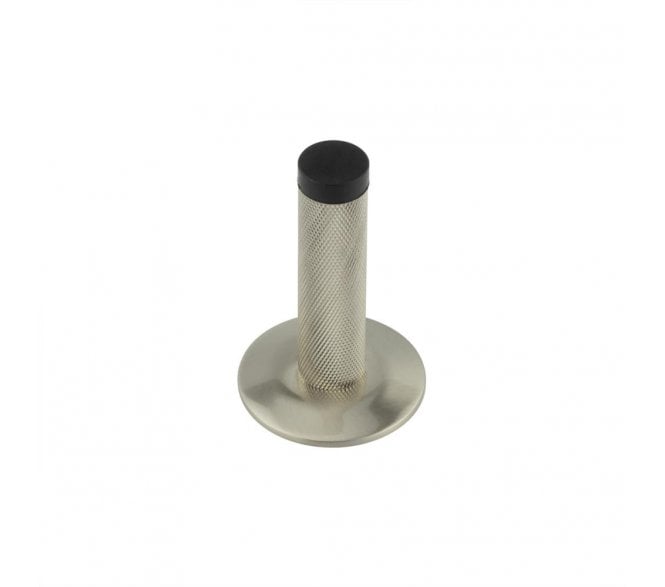 Burlington Knurled Wall Mounted Door Stop On Chamfered Rose - Satin Nickel