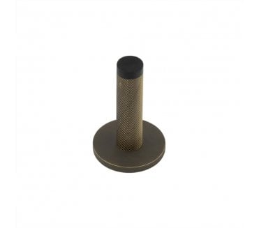 Burlington Knurled Wall Mounted Door Stop On Knurled Rose - Antique Brass