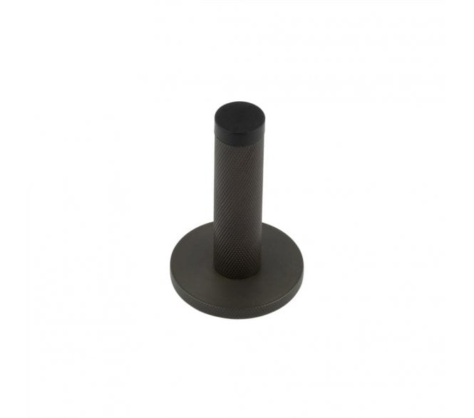 Burlington Knurled Wall Mounted Door Stop On Knurled Rose - Dark Bronze