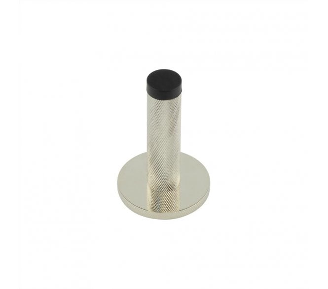 Burlington Knurled Wall Mounted Door Stop On Knurled Rose - Polished Nickel