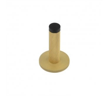 Burlington Knurled Wall Mounted Door Stop On Knurled Rose - Satin Brass