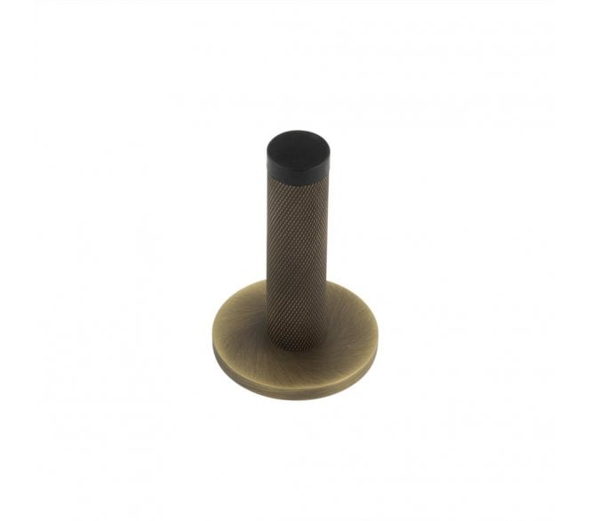 Burlington Knurled Wall Mounted Door Stop On Plain Rose - Antique Brass