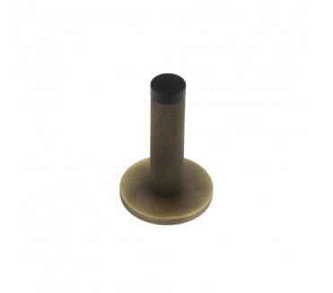 Burlington Knurled Wall Mounted Door Stop On Plain Rose - Antique Brass