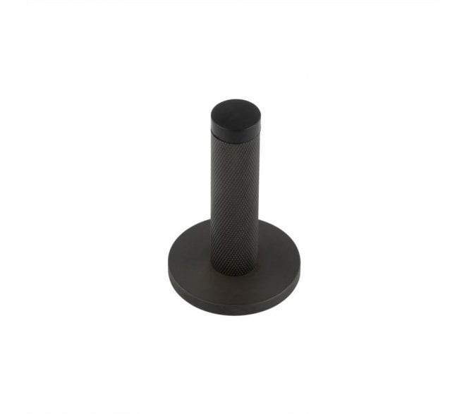 Burlington Knurled Wall Mounted Door Stop On Plain Rose - Dark Bronze