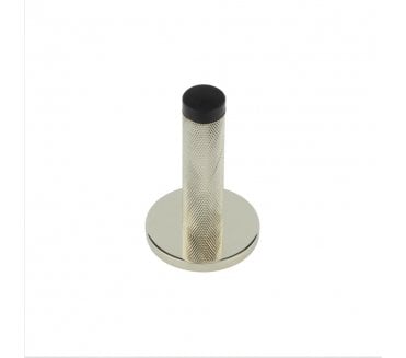 Burlington Knurled Wall Mounted Door Stop On Plain Rose - Polished Nickel