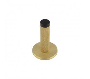 Burlington Knurled Wall Mounted Door Stop On Plain Rose - Satin Brass