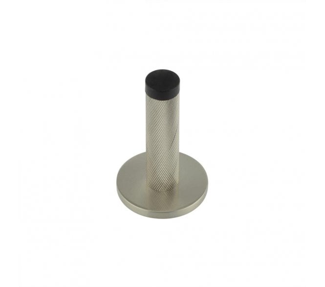 Burlington Knurled Wall Mounted Door Stop On Plain Rose - Satin Nickel