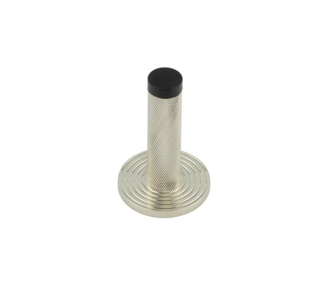 Burlington Knurled Wall Mounted Door Stop On Reeded Rose - Polished Nickel