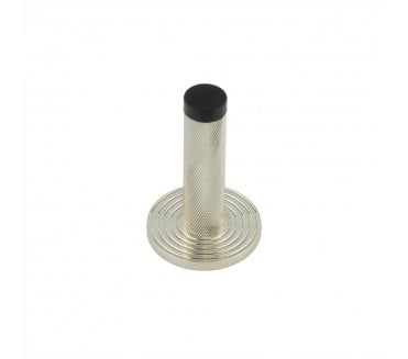 Burlington Knurled Wall Mounted Door Stop On Reeded Rose - Polished Nickel