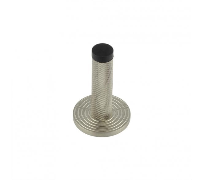 Burlington Knurled Wall Mounted Door Stop On Reeded Rose - Satin Nickel