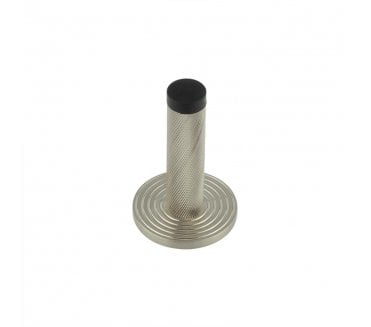 Burlington Knurled Wall Mounted Door Stop On Reeded Rose - Satin Nickel
