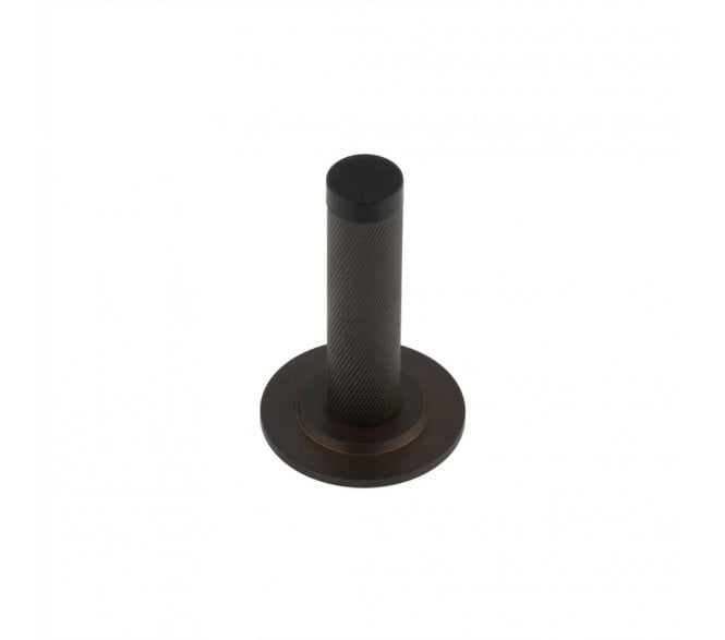 Burlington Knurled Wall Mounted Door Stop On Stepped Rose - Dark Bronze