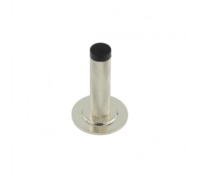 Burlington Knurled Wall Mounted Door Stop On Stepped Rose - Polished Nickel
