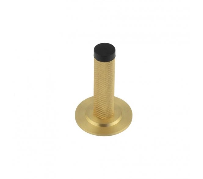 Burlington Knurled Wall Mounted Door Stop On Stepped Rose - Satin Brass