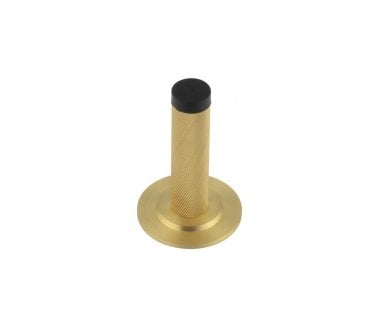 Burlington Knurled Wall Mounted Door Stop On Stepped Rose - Satin Brass