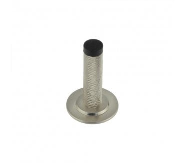 Burlington Knurled Wall Mounted Door Stop On Stepped Rose - Satin Nickel
