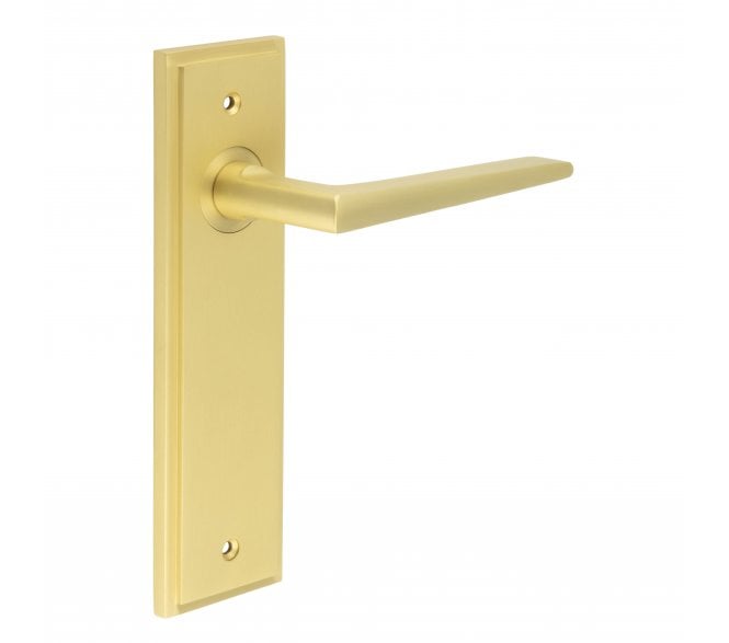 Burlington Mayfair Door Handles On Backplate - Satin Brass