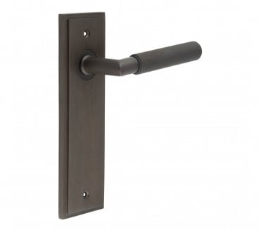 Burlington Piccadilly Knurled Door Handles On Backplate - Dark Bronze