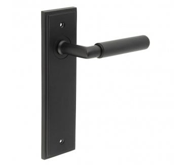 Burlington Piccadilly Knurled Door Handles On Backplate - Matt Black