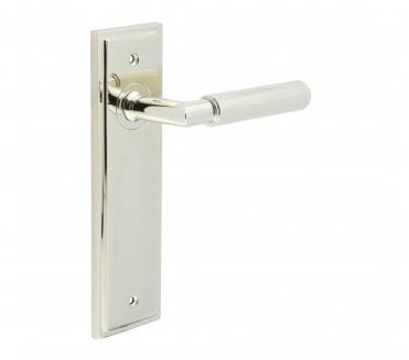 Burlington Piccadilly Knurled Door Handles On Backplate - Polished Nickel
