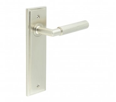 Burlington Piccadilly Knurled Door Handles On Backplate - Satin Nickel