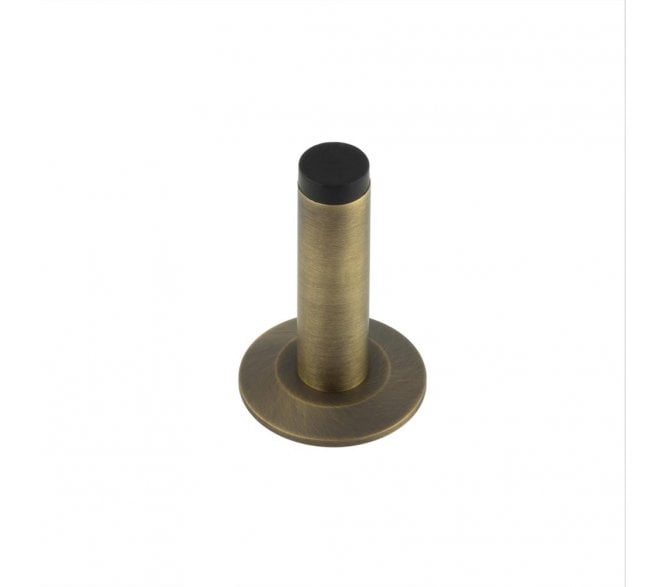 Burlington Plain Wall Mounted Door Stop On Chamfered Rose - Antique Brass