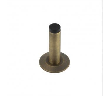 Burlington Plain Wall Mounted Door Stop On Chamfered Rose - Antique Brass