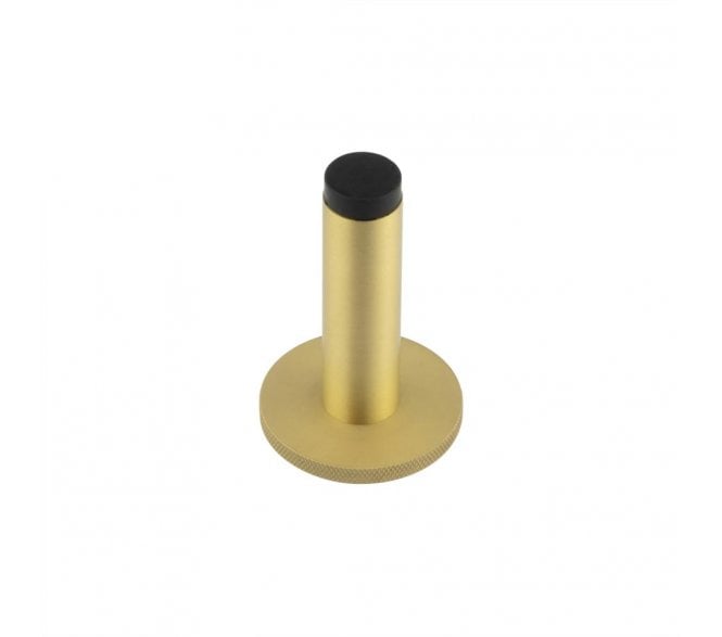 Burlington Plain Wall Mounted Door Stop On Knurled Rose - Satin Brass