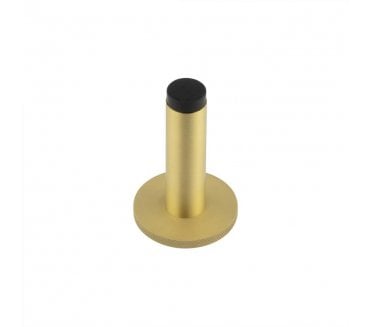 Burlington Plain Wall Mounted Door Stop On Knurled Rose - Satin Brass