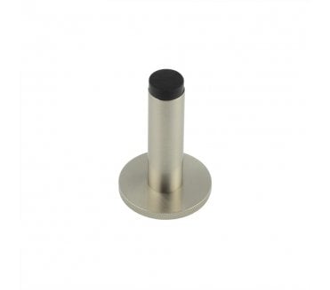 Burlington Plain Wall Mounted Door Stop On Knurled Rose - Satin Nickel