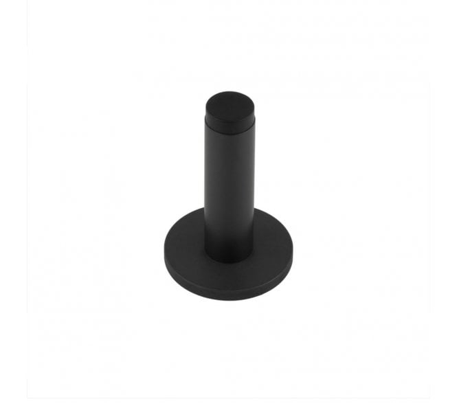 Burlington Plain Wall Mounted Door Stop On Plain Rose - Matt Black