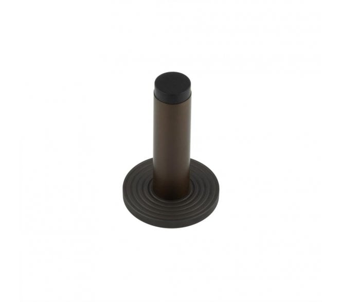Burlington Plain Wall Mounted Door Stop On Reeded Rose - Dark Bronze