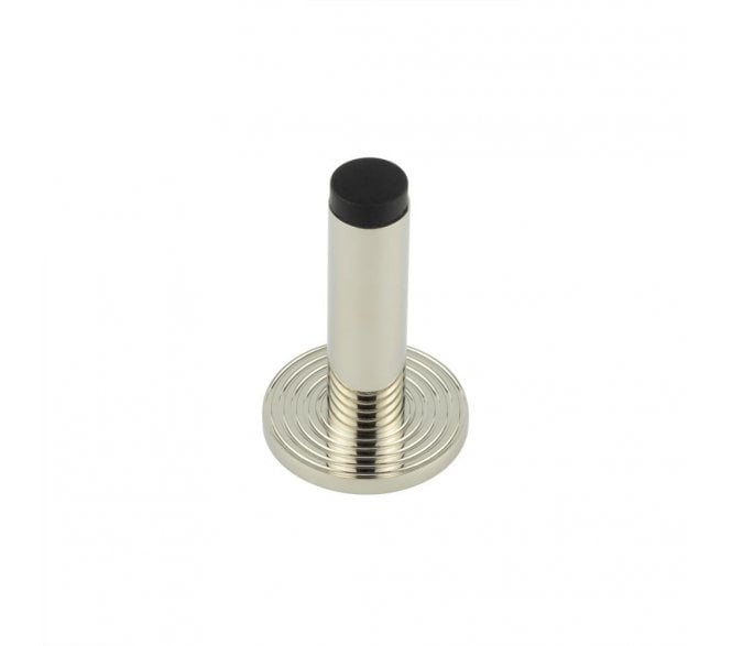 Burlington Plain Wall Mounted Door Stop On Reeded Rose - Polished Nickel