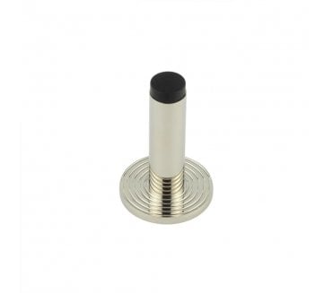 Burlington Plain Wall Mounted Door Stop On Reeded Rose - Polished Nickel